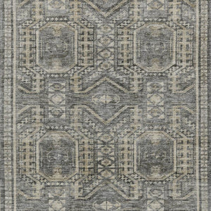 HomeRoots 10' X 14' Geometric Washable Area Rug in Pewter & Beige - Stylish, Stain-Resistant, Indoor/Outdoor Use! 625929