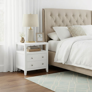 Butler Dana Modern Wood Nightstand with Two Drawers & Open Shelf for Stylish Bedroom Storage