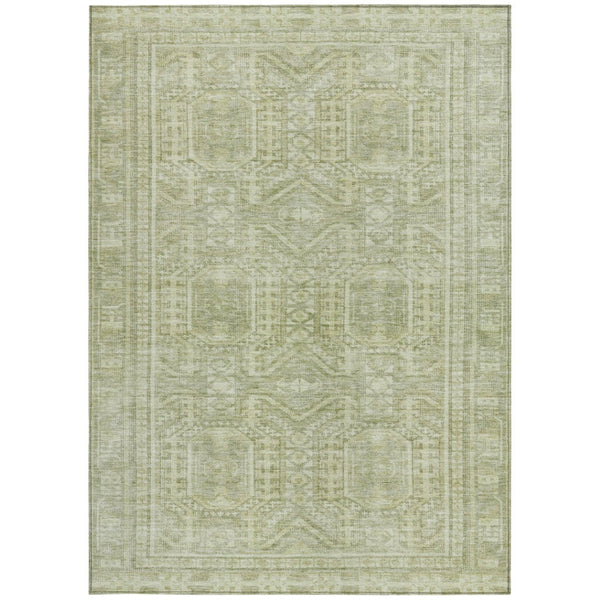 HomeRoots 5' X 8' Sage and Ivory Geometric Area Rug – Washable, Durable, Modern Design for Indoor & Outdoor Use 625931