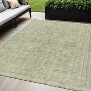 HomeRoots 5' X 8' Sage and Ivory Geometric Area Rug – Washable, Durable, Modern Design for Indoor & Outdoor Use 625931