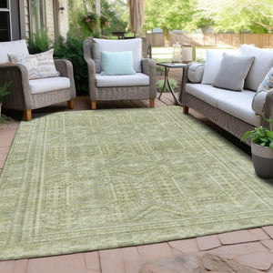 HomeRoots 5' X 8' Sage and Ivory Geometric Area Rug – Washable, Durable, Modern Design for Indoor & Outdoor Use 625931