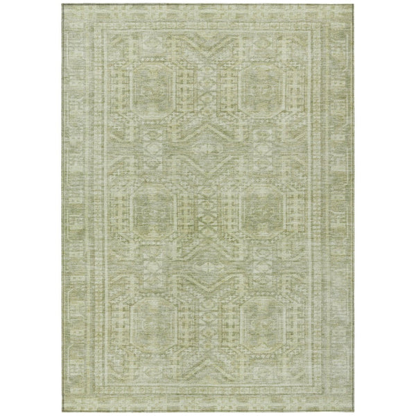 HomeRoots 5' X 8' Sage and Ivory Geometric Area Rug – Washable, Durable, Modern Design for Indoor & Outdoor Use 625931