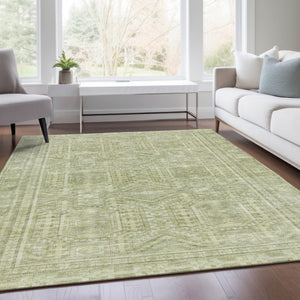 HomeRoots 5' X 8' Sage and Ivory Geometric Area Rug – Washable, Durable, Modern Design for Indoor & Outdoor Use 625931