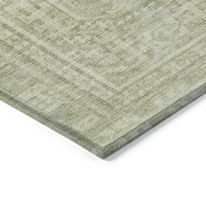 HomeRoots 8' Sage and Ivory Round Geometric Rug - Washable, Stain-Resistant, Versatile for Indoor & Outdoor Use 625932