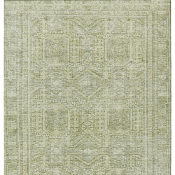 HomeRoots 9' X 12' Sage Geometric Indoor Outdoor Area Rug - Stylish, Durable & Washable for Any Space! 625934