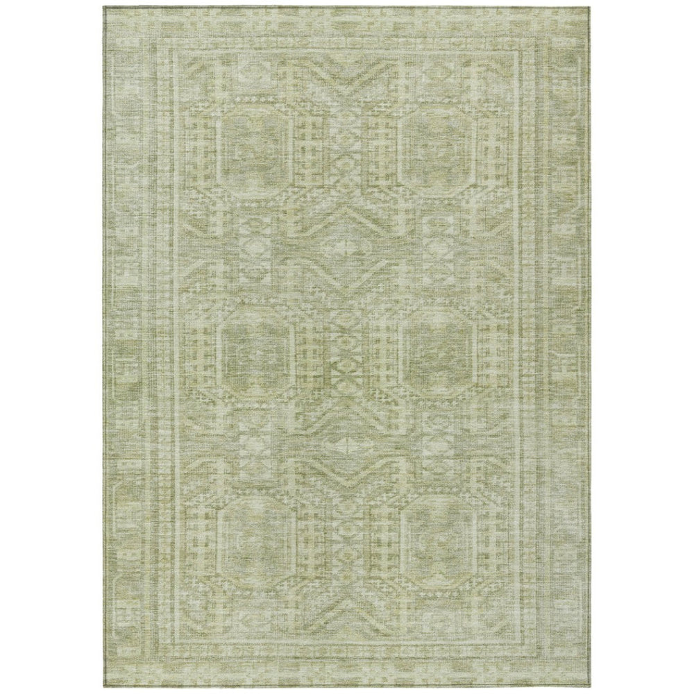HomeRoots 10' Geometric Sage and Ivory Washable Area Rug – Durable Indoor/Outdoor Style for Modern Spaces! 625935