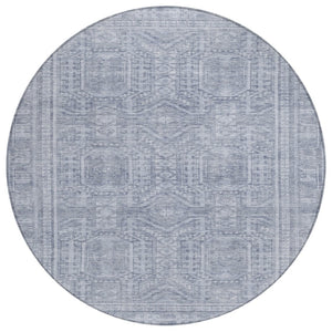 HomeRoots 8' Sky Blue and Silver Geometric Area Rug - Stylish, Washable, Indoor/Outdoor, Durable for High Traffic Areas 625938