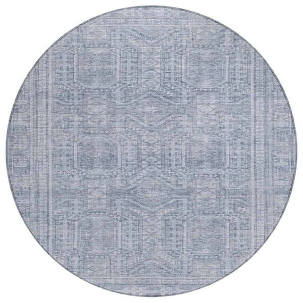 HomeRoots 8' Sky Blue and Silver Geometric Area Rug - Stylish, Washable, Indoor/Outdoor, Durable for High Traffic Areas 625938