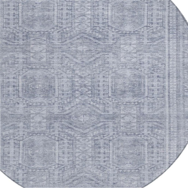 HomeRoots 8' Sky Blue and Silver Geometric Area Rug - Stylish, Washable, Indoor/Outdoor, Durable for High Traffic Areas 625938