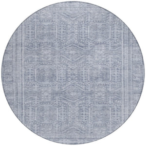 HomeRoots 8' Sky Blue and Silver Geometric Area Rug - Stylish, Washable, Indoor/Outdoor, Durable for High Traffic Areas 625938