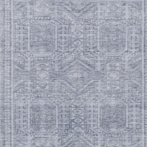 HomeRoots 10' Sky Blue and Silver Geometric Area Rug - Washable Indoor/Outdoor Design for Modern Spaces 625941