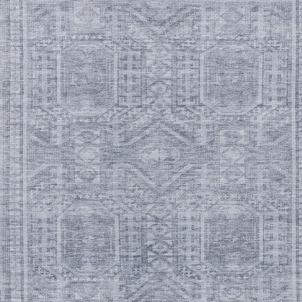 HomeRoots 10' Sky Blue and Silver Geometric Area Rug - Washable Indoor/Outdoor Design for Modern Spaces 625941