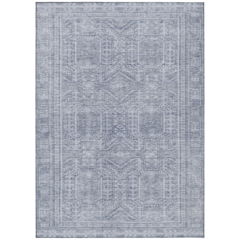 HomeRoots 10' Sky Blue and Silver Geometric Area Rug - Washable Indoor/Outdoor Design for Modern Spaces 625941