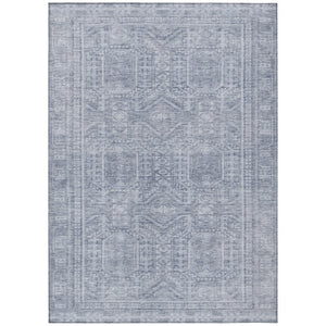 HomeRoots 10' Sky Blue and Silver Geometric Area Rug - Washable Indoor/Outdoor Design for Modern Spaces 625941