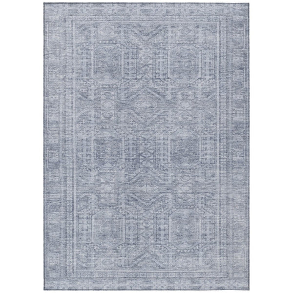 HomeRoots 10' Sky Blue and Silver Geometric Area Rug - Washable Indoor/Outdoor Design for Modern Spaces 625941