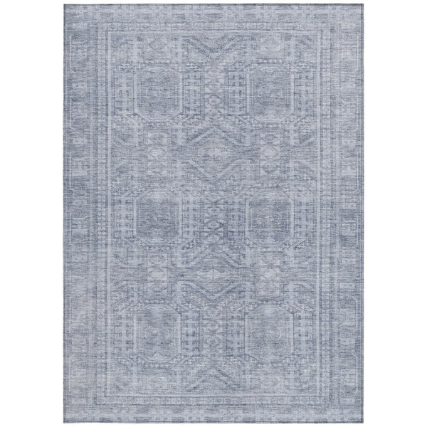 HomeRoots 10' Sky Blue and Silver Geometric Area Rug - Washable Indoor/Outdoor Design for Modern Spaces 625941