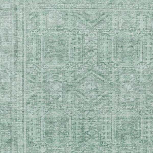 HomeRoots 5' X 8' Teal Blue Aqua Geometric Indoor Outdoor Rug - Durable, Washable, Stylish for Any Space! 625943