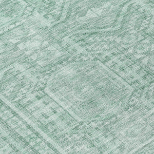 HomeRoots 8' Teal Blue & Aqua Round Geometric Area Rug – Durable, Washable, Perfect for Indoor/Outdoor Use! 625944
