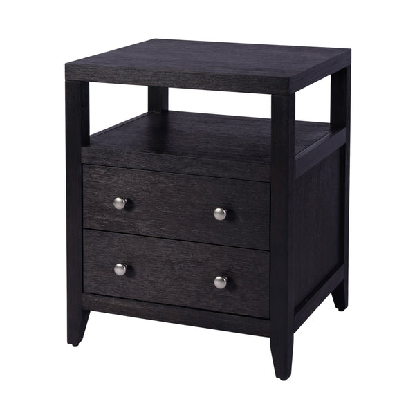 Butler Dana Modern Wood Nightstand with Two Drawers & Open Shelf for Stylish Bedroom Storage