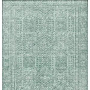 HomeRoots 8' X 10' Stylish Teal Blue & Aqua Geometric Washable Area Rug for Indoor and Outdoor Living Spaces 625945