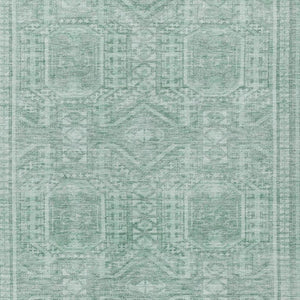 HomeRoots 8' X 10' Stylish Teal Blue & Aqua Geometric Washable Area Rug for Indoor and Outdoor Living Spaces 625945