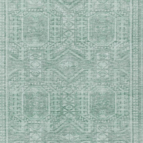 HomeRoots 8' X 10' Stylish Teal Blue & Aqua Geometric Washable Area Rug for Indoor and Outdoor Living Spaces 625945