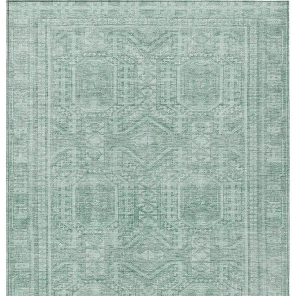 HomeRoots 9' Teal Blue & Aqua Geometric Area Rug – Washable, Versatile, Stylish for Indoor & Outdoor Spaces 625946