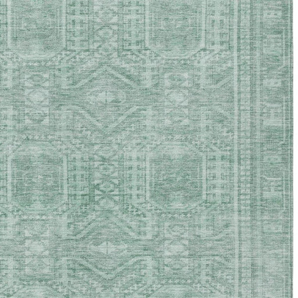 HomeRoots 9' Teal Blue & Aqua Geometric Area Rug – Washable, Versatile, Stylish for Indoor & Outdoor Spaces 625946