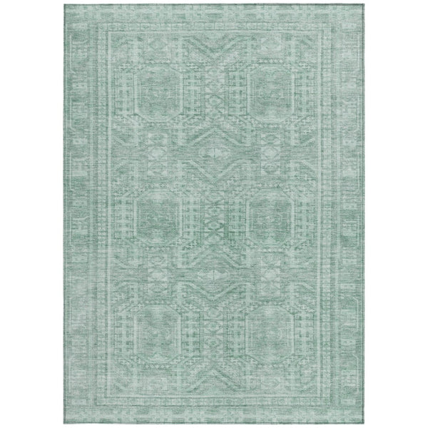 HomeRoots 10' Teal Blue & Aqua Geometric Washable Area Rug – Stylish, Durable for Indoors & Outdoors, Easy Care 625947