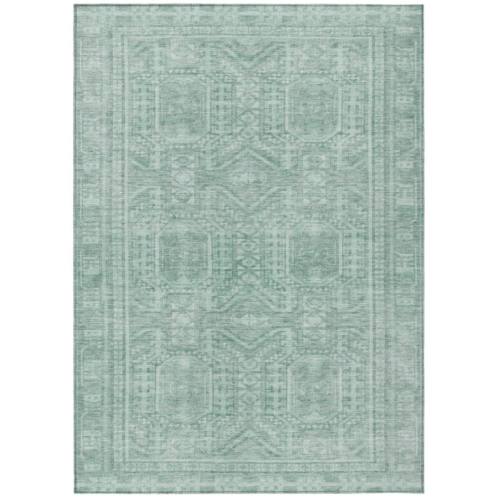 HomeRoots 10' Teal Blue & Aqua Geometric Washable Area Rug – Stylish, Durable for Indoors & Outdoors, Easy Care 625947