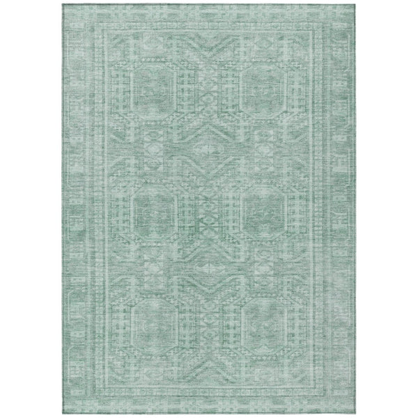 HomeRoots 10' Teal Blue & Aqua Geometric Washable Area Rug – Stylish, Durable for Indoors & Outdoors, Easy Care 625947