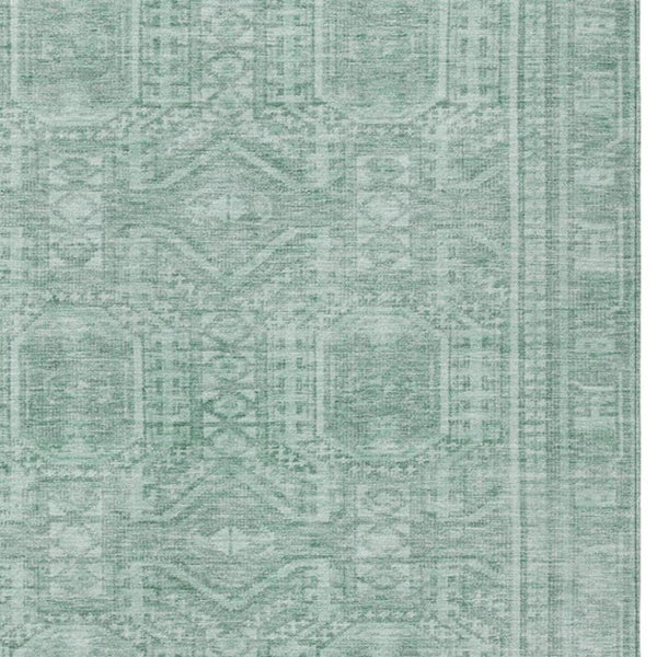 HomeRoots 10' Teal Blue & Aqua Geometric Washable Area Rug – Stylish, Durable for Indoors & Outdoors, Easy Care 625947