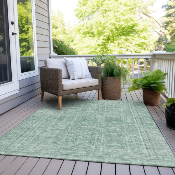 HomeRoots 10' Teal Blue & Aqua Geometric Washable Area Rug – Stylish, Durable for Indoors & Outdoors, Easy Care 625947
