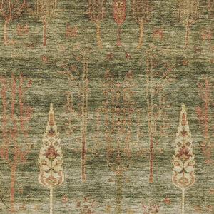 HomeRoots 5' X 8' Artichoke Green & Rust Floral Area Rug - Durable, Washable, Indoor/Outdoor, Stain-Resistant! 625979