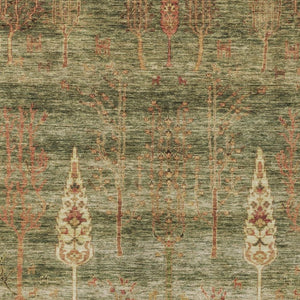 HomeRoots 9' Floral Washable Area Rug in Artichoke Green and Rust – Perfect for Indoor and Outdoor Spaces! 625982