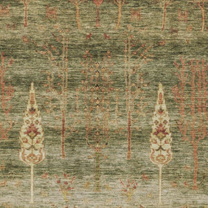 HomeRoots 10' Artichoke Green & Rust Floral Washable Area Rug - Durable Indoor/Outdoor Charm for Every Space 625983