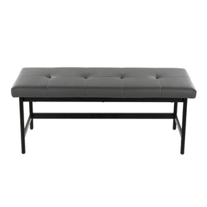 English Elm Bench Upholstered in Faux Leather with Powder Coated Frame for Bedroom or Entryway Black,Grey B202S02136