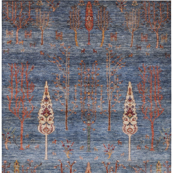 HomeRoots 5' Blue and Rust Floral Area Rug - Durable, Washable, Stylish for Indoor & Outdoor Spaces, 5'x8' 625991