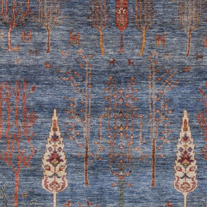HomeRoots 5' Blue and Rust Floral Area Rug - Durable, Washable, Stylish for Indoor & Outdoor Spaces, 5'x8' 625991