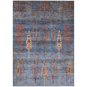 HomeRoots 5' Blue and Rust Floral Area Rug - Durable, Washable, Stylish for Indoor & Outdoor Spaces, 5'x8' 625991