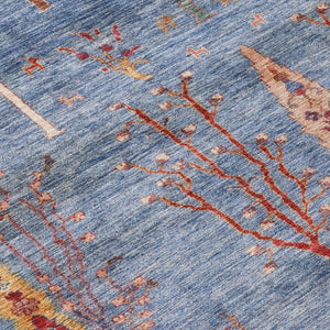 HomeRoots 8' Blue and Rust Round Floral Area Rug - Durable, Washable Indoor/Outdoor Design for All Spaces 625992