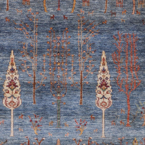 HomeRoots 8' X 10' Blue and Rust Floral Area Rug – Durable, Washable Indoor/Outdoor Decor for Every Space 625993