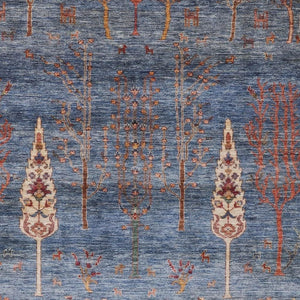 HomeRoots 8' X 10' Blue and Rust Floral Area Rug – Durable, Washable Indoor/Outdoor Decor for Every Space 625993
