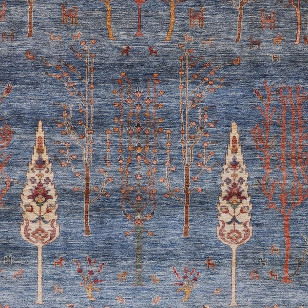 HomeRoots 8' X 10' Blue and Rust Floral Area Rug – Durable, Washable Indoor/Outdoor Decor for Every Space 625993