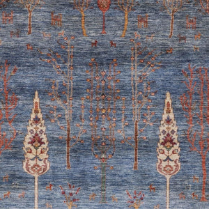 HomeRoots 9' X 12' Elegant Blue and Rust Floral Washable Area Rug for Indoor & Outdoor High-Traffic Areas 625994