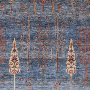 HomeRoots 10' Blue & Rust Floral Washable Area Rug - Durable Indoor/Outdoor Comfort for High-Traffic Spaces 625995