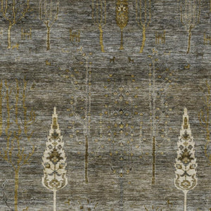 HomeRoots 8' X 10' Pewter and Gold Floral Area Rug - Durable, Washable, Indoor/Outdoor Perfect for High-Traffic Spaces 625999
