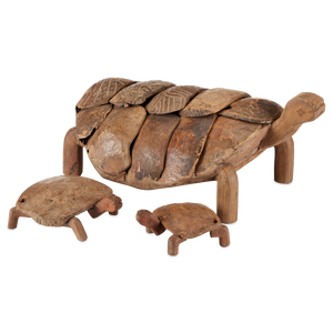 Turtle Set of 3 Unique Reclaimed Wood Sculptures - Rustic Whimsical Home Decor for Any Space