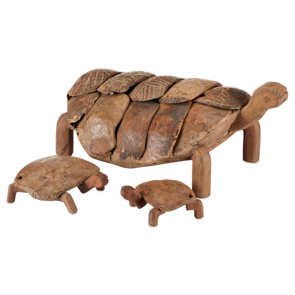 Turtle Set of 3 Unique Reclaimed Wood Sculptures - Rustic Whimsical Home Decor for Any Space