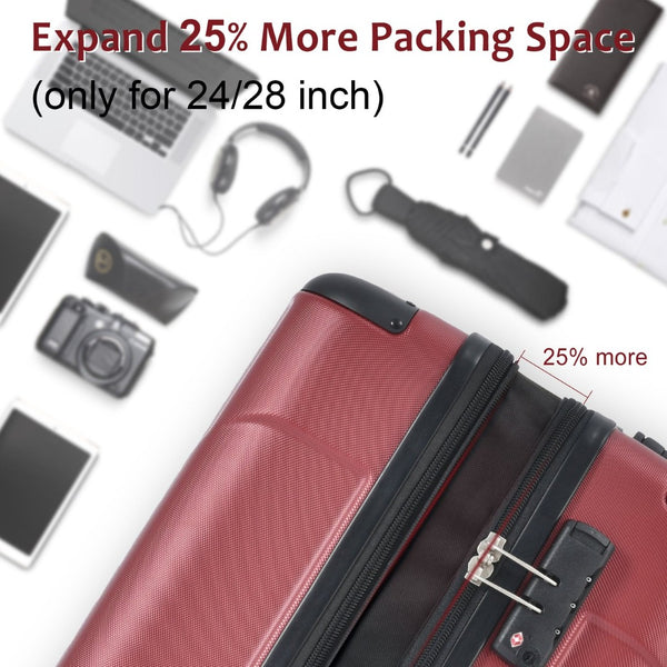 English Elm Hardshell Abs Checked Suitcase with 360 Spinner Wheels Expandable Tsa Lock 28 Inch Red N730P296747J